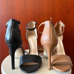 Aldo Melawet Black and Brown Open-Toe Heels